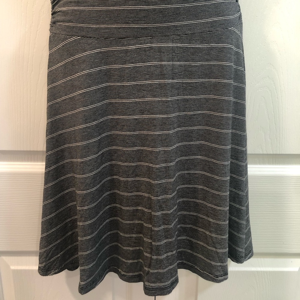 Merano Black and White Small Stripes Swing Skirt